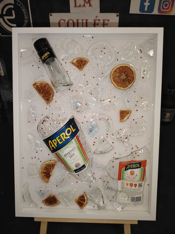 Tableau en résine - Bouteille Aperol