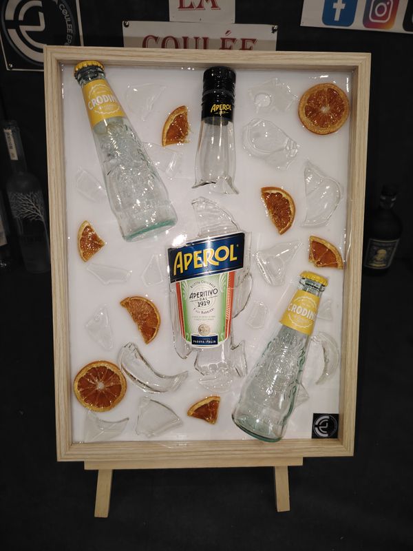 Tableau en résine _ bouteille aperol