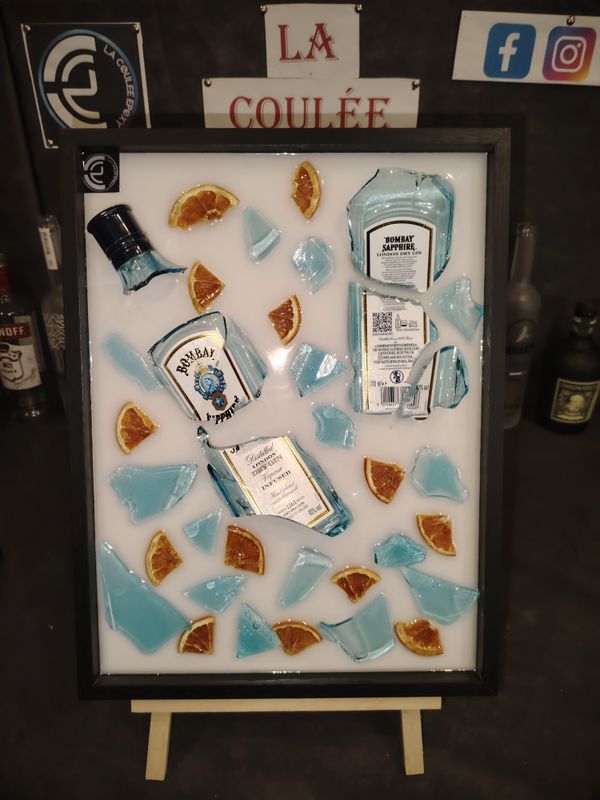 Tableau en résine _ bouteille de gin