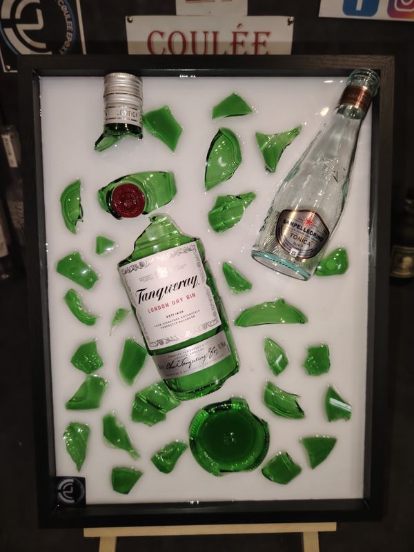 Tableau en résine - bouteille de Gin