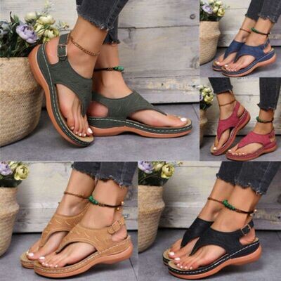 Ladies Flat Flip Flops Low Shoes Wedge Size Casual Sandals Womens Orthopedic