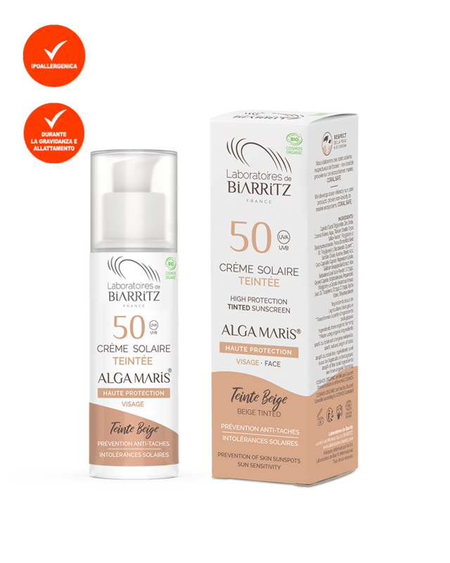 Crema Solare Viso Colorata SPF 50  BEIGE - Alga Maris