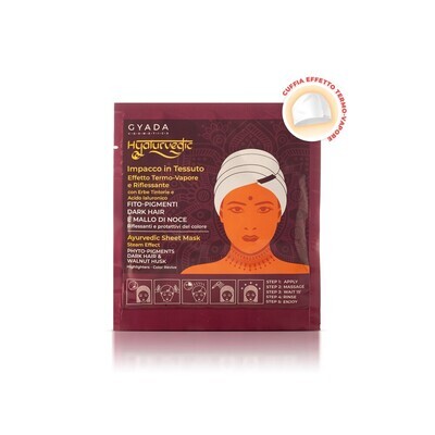 Maschera Hyalurvedic Impacco Ayurvedico In Tessuto Riflessante - Dark Hair - Gyada Cosmetics