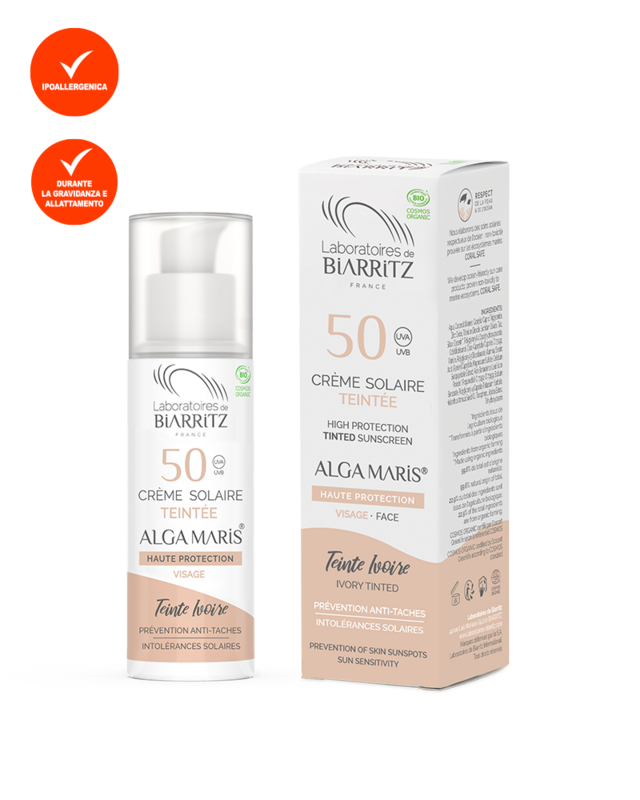 Crema Solare Viso Colorata SPF 50  IVOIRE - Alga Maris