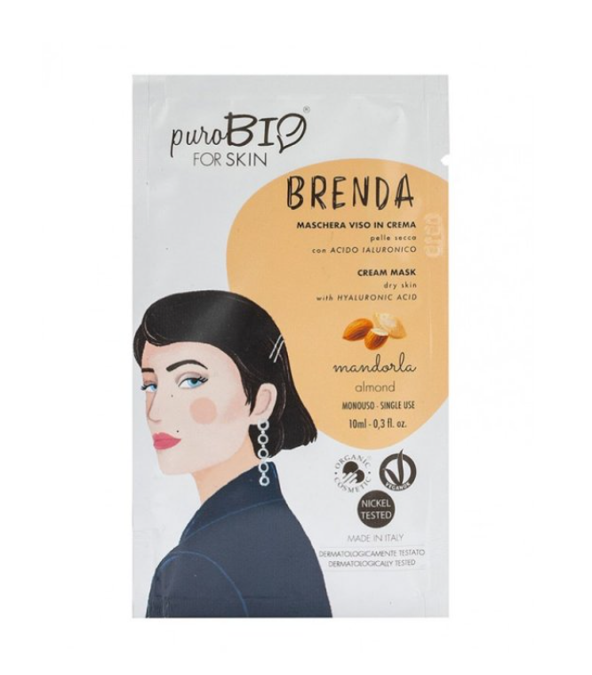 Maschera Viso in Crema per Pelle Secca con Acido Ialuronico - Brenda - PuroBio