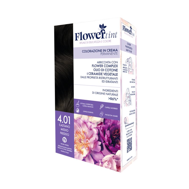 Tinta Per Capelli 4.01 Castano Medio Freddo - Flower Tint