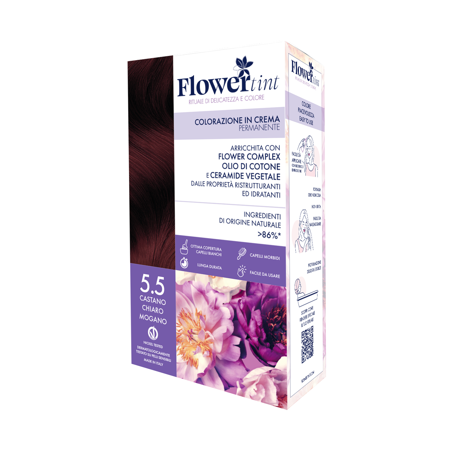 Tinta Per Capelli 5.5 Castano Chiaro Mogano - Flower Tint