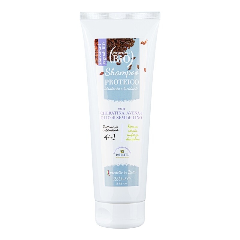 Shampoo Proteico idratante e lucidante con Cheratina e Olio di Semi di Lino - ParentesiBio