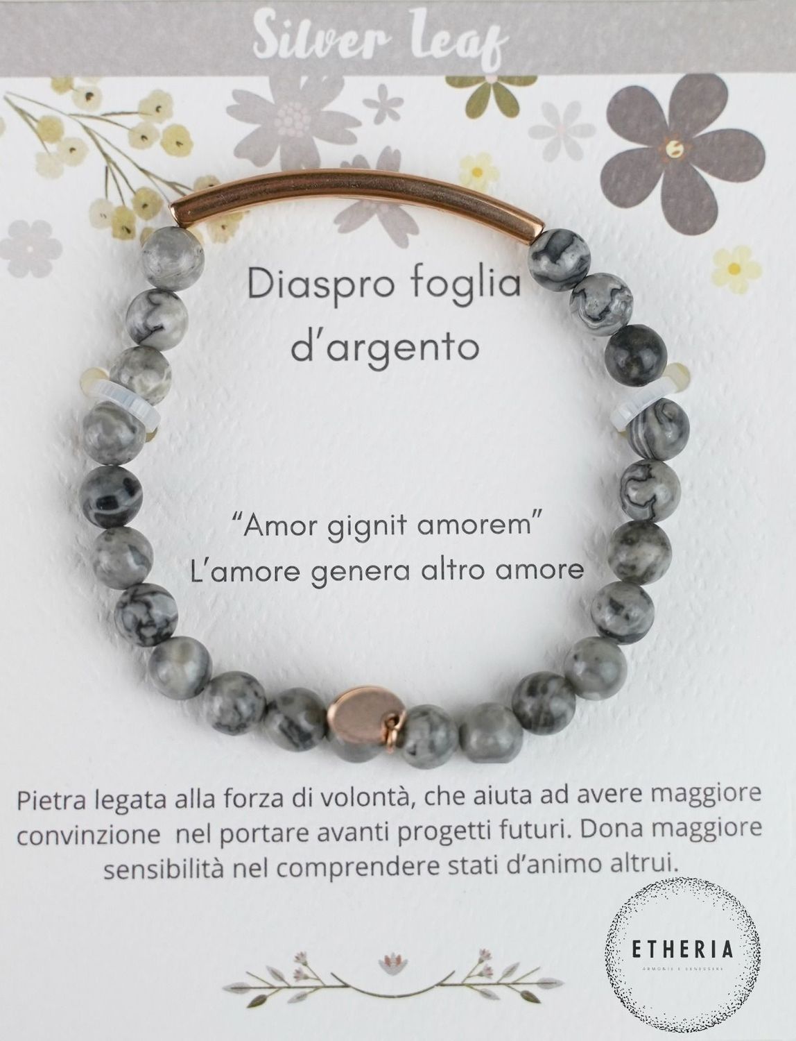 Bracciale Diaspro Foglia d'Argento - Etheria