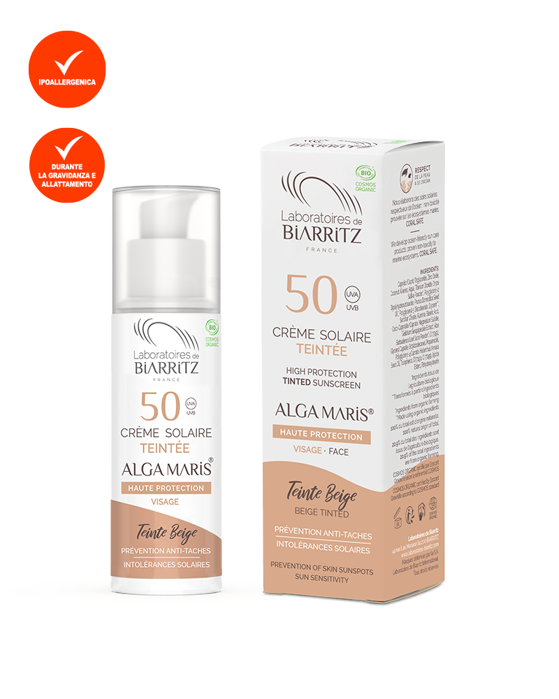 Crema Solare Viso Colorata SPF 50  BEIGE - Alga Maris
