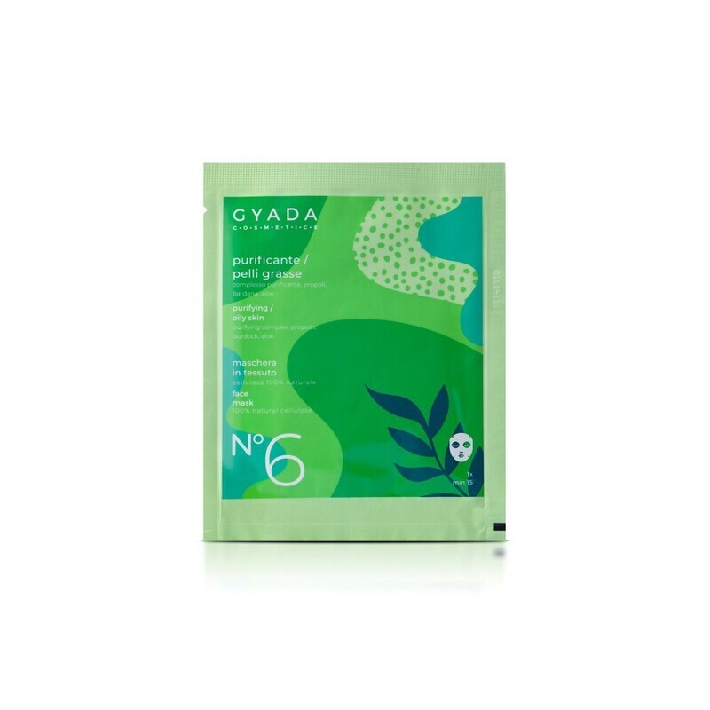 Maschera Viso in Tessuto n°6 Purificante Pelli Grasse - Gyada Cosmetics Maschera Viso in Tessuto n°6 Purificante Pelli Grasse - Gyada Cosmetics