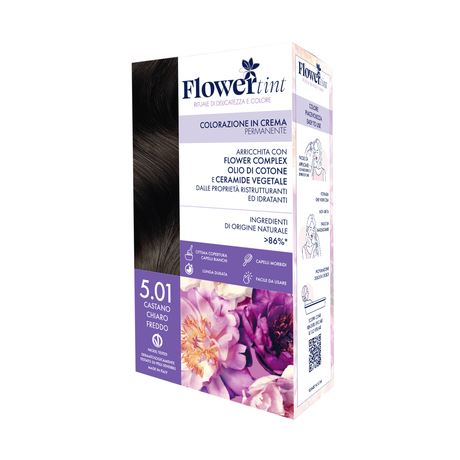 Tinta Per Capelli 5.01 Castano Chiaro Freddo - Flower Tint Tinta Per Capelli 5.01 Castano Chiaro Freddo - Flower Tint