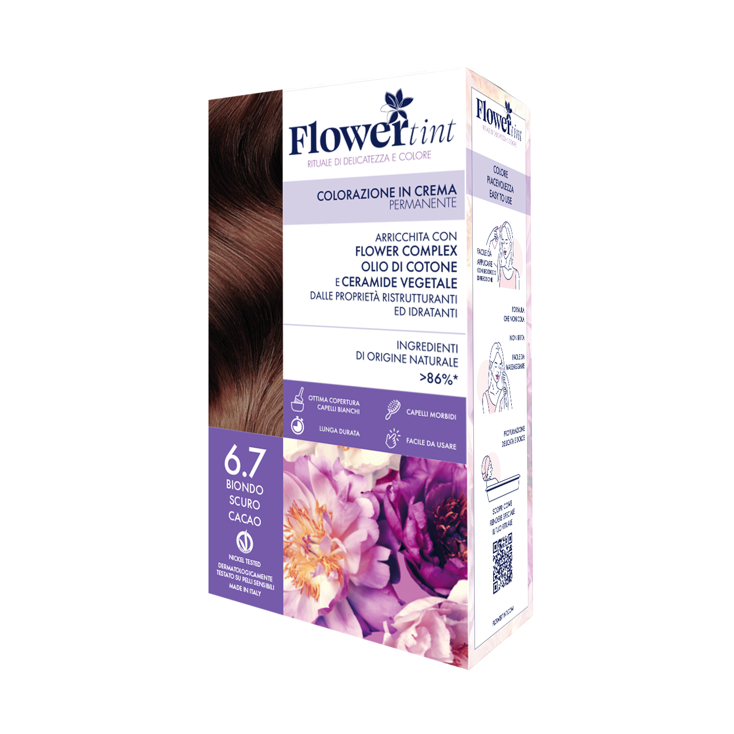 Tinta Per Capelli 6.7 Biondo Scuro Cacao - Flower Tint Tinta Per Capelli 6.7 Biondo Scuro Cacao - Flower Tint