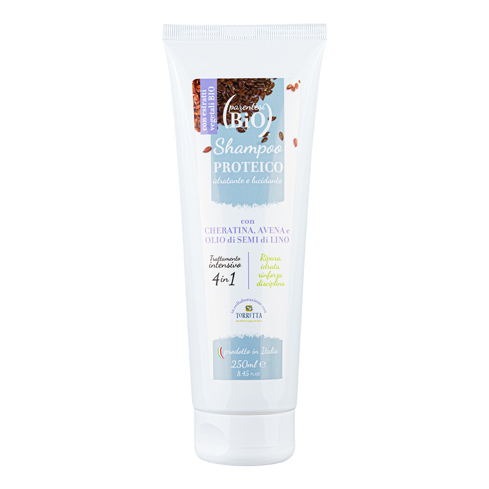 Shampoo Proteico idratante e lucidante con Cheratina e Olio di Semi di Lino - ParentesiBio