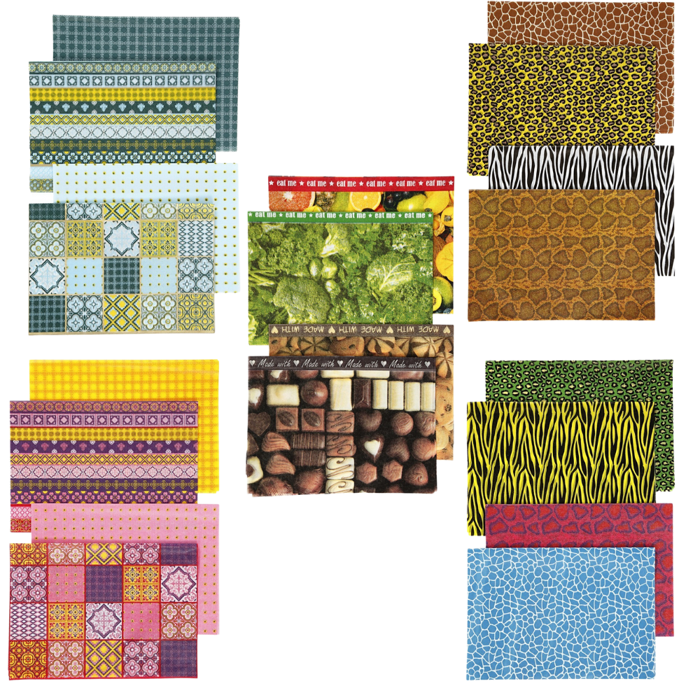 8 Assorted Sheets of Paper for Decoupage
