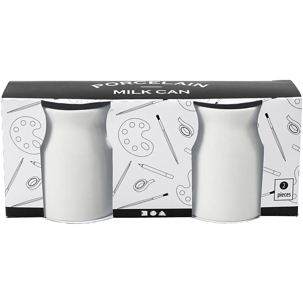 Pair of Plain White Ceramic Milk Churns / Cans