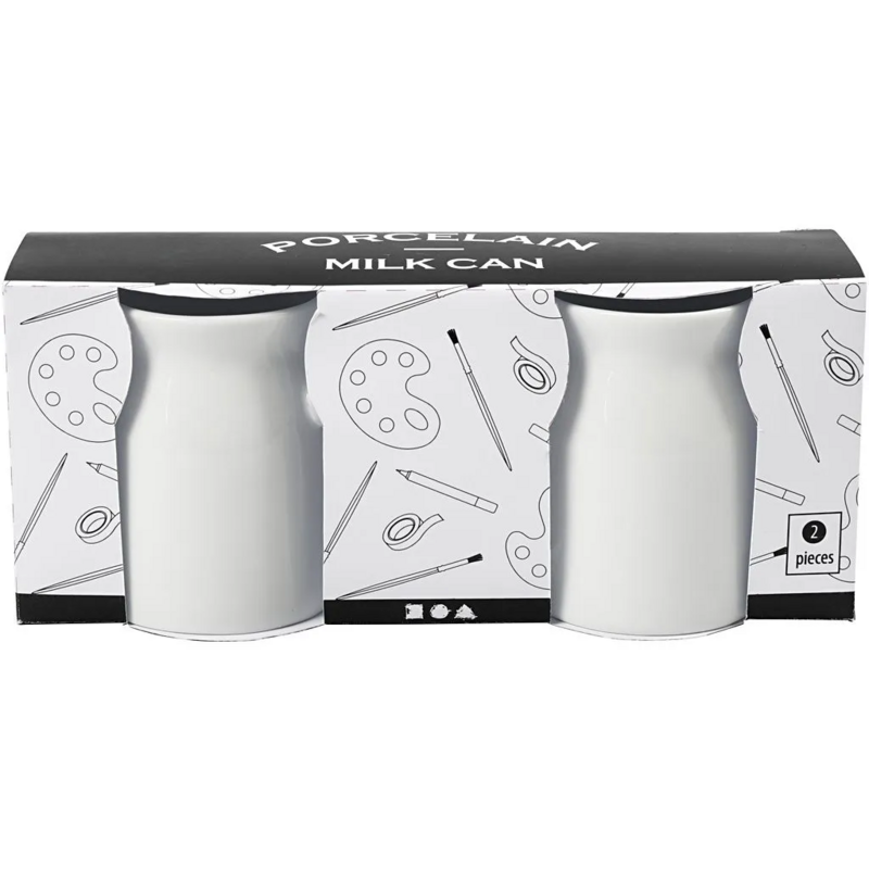 Pair of Plain White Ceramic Milk Churns / Cans