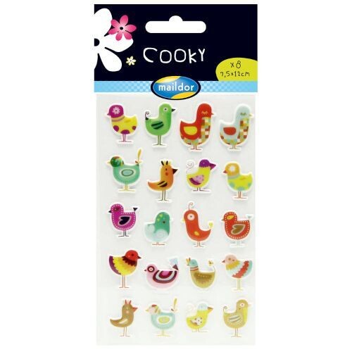 Cooky Padded Stickers, Design: Birds