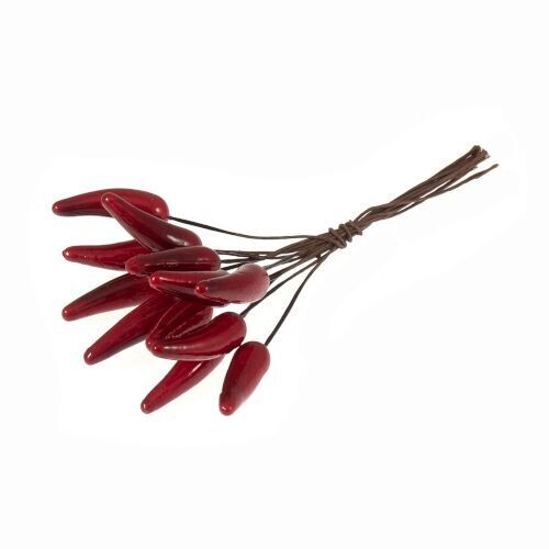 Small Red Chill Peppers on Wire 12 Pieces