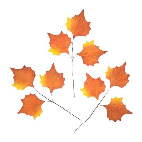 Paper Maple Leaves in Orange 3 Wires of 3 Leaves