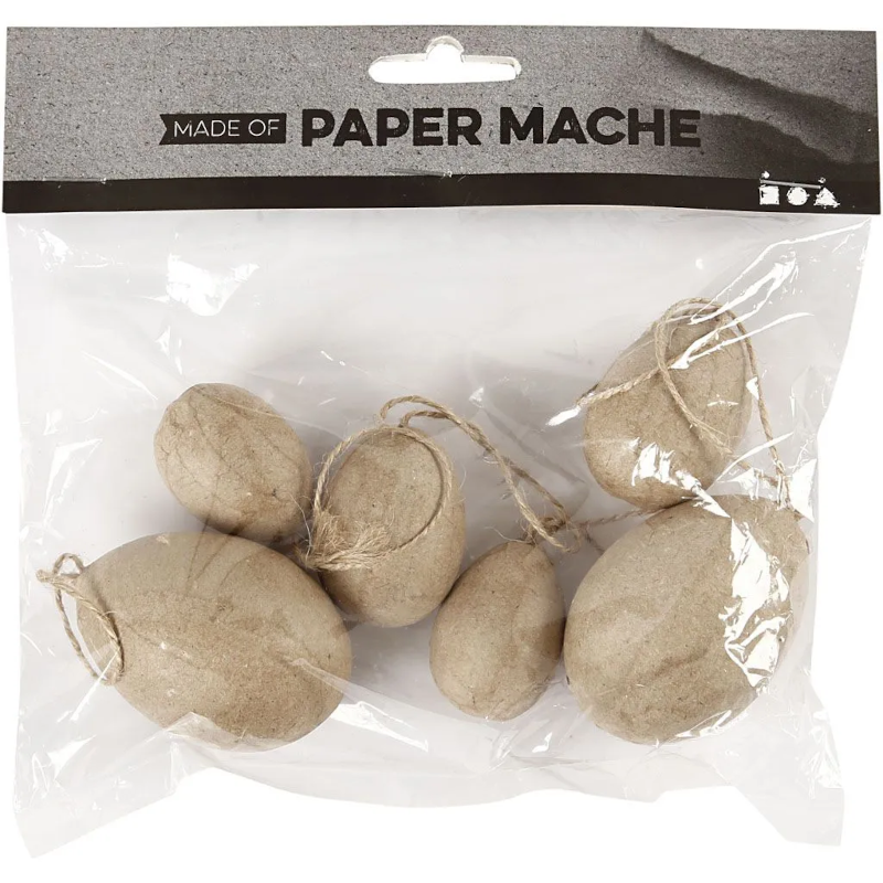 Assorted Paper Mache Eggs Pack of 6