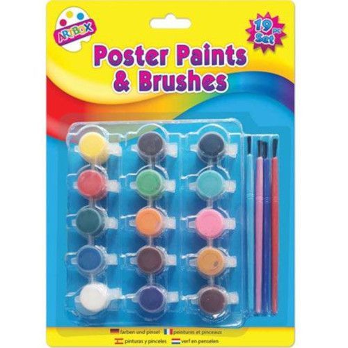 Set of 15 Poster Paints and Brushes