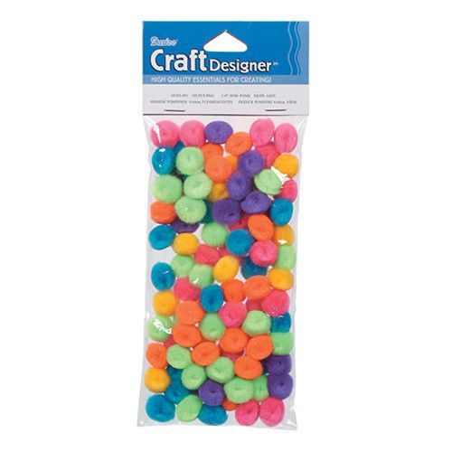 Pack of 100 Assorted Bright Colour Pom Poms