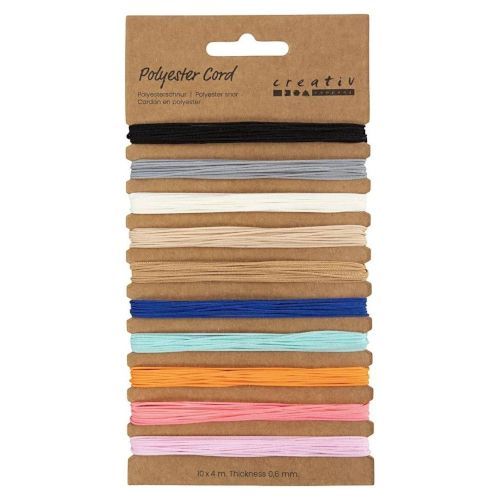 Polyester Cord in 10 Assorted Colours