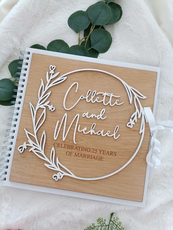 Guestbook wire bound wooden cover