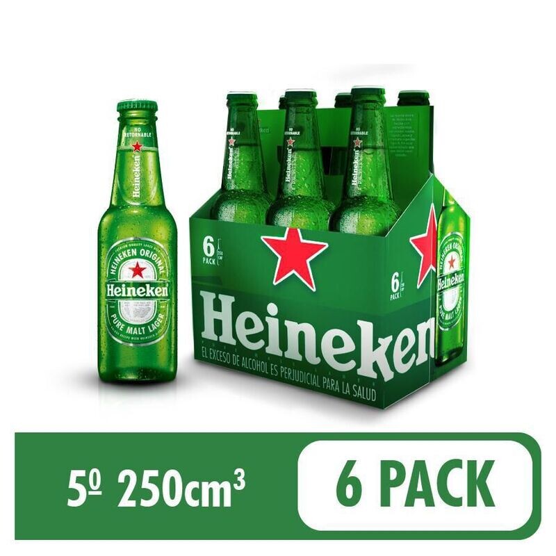 Heineken por six pack botella 250 ML