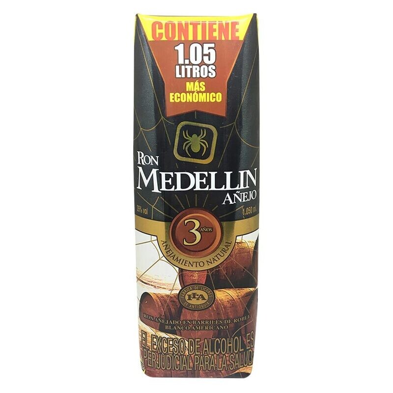 Ron medellin añejo 3 años en caja 1.05 ML