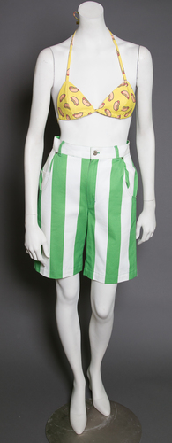 Green &amp; White Striped Board Shorts