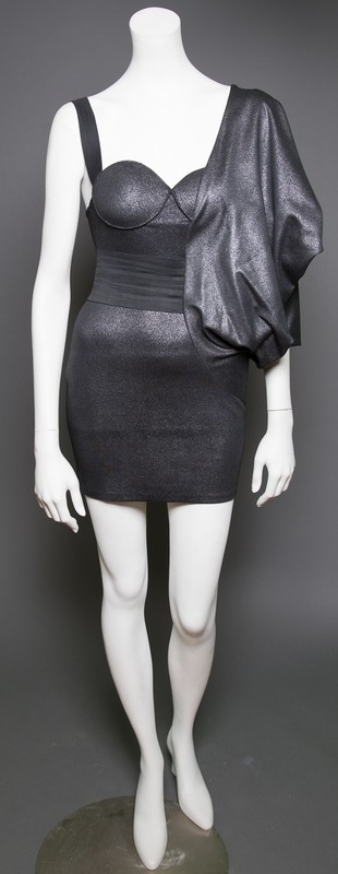 Asymmetrical Gunmetal Cocktail Dress