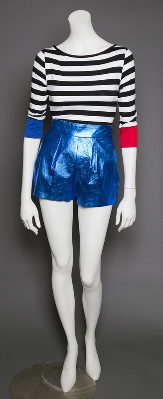 Metallic Blue Leather Hot Shorts