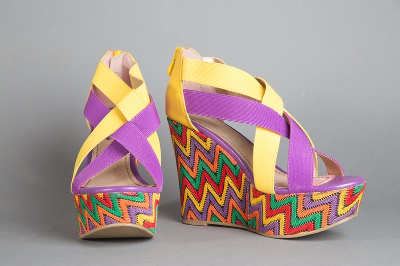 Diba Wedge Sandals - Purple/Yellow
