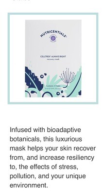 Nutricentials Bioadaptive Skin Care™ Celltrex Always Right Recovery Mask 5 ct
