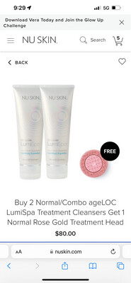 2 Normal/Combo ageLOC LumiSpa Treatment Cleansers &amp; 1 Normal Rose Gold Treatment Head for FREE