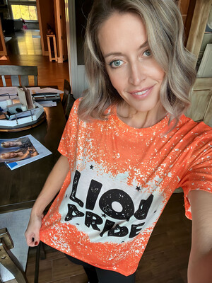 Lion Pride Orange splatter T-shirt---brand new---multiple sizes
