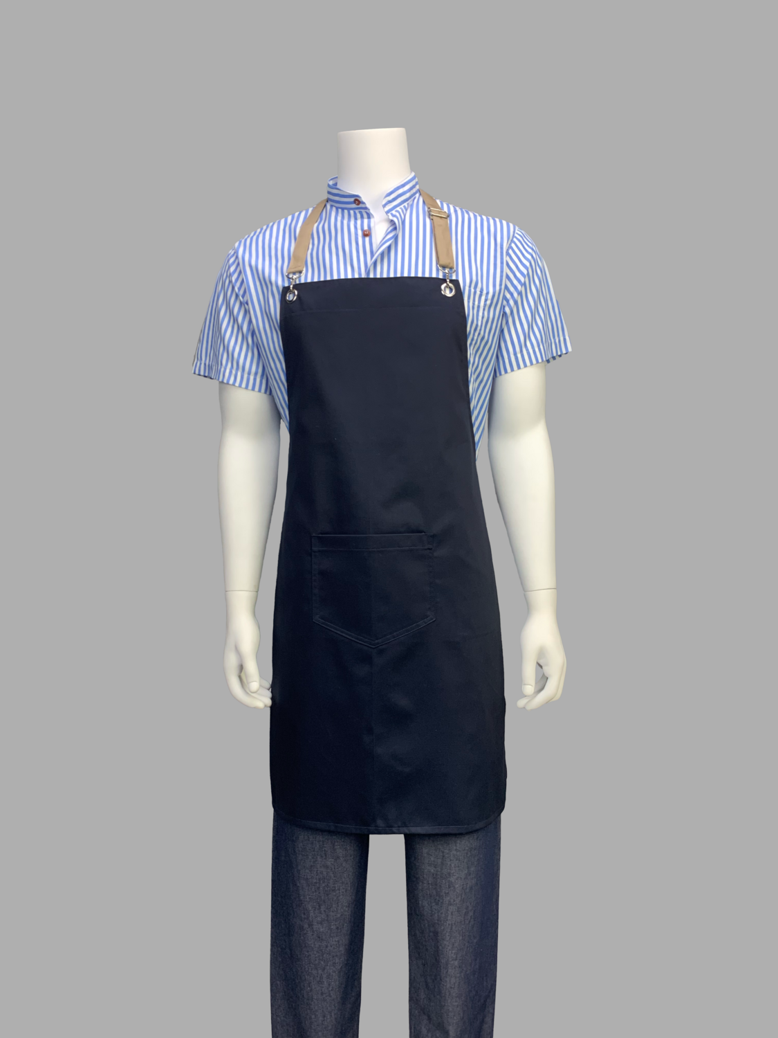 Delantal Ajustable Azul Marino con detalles metálicos