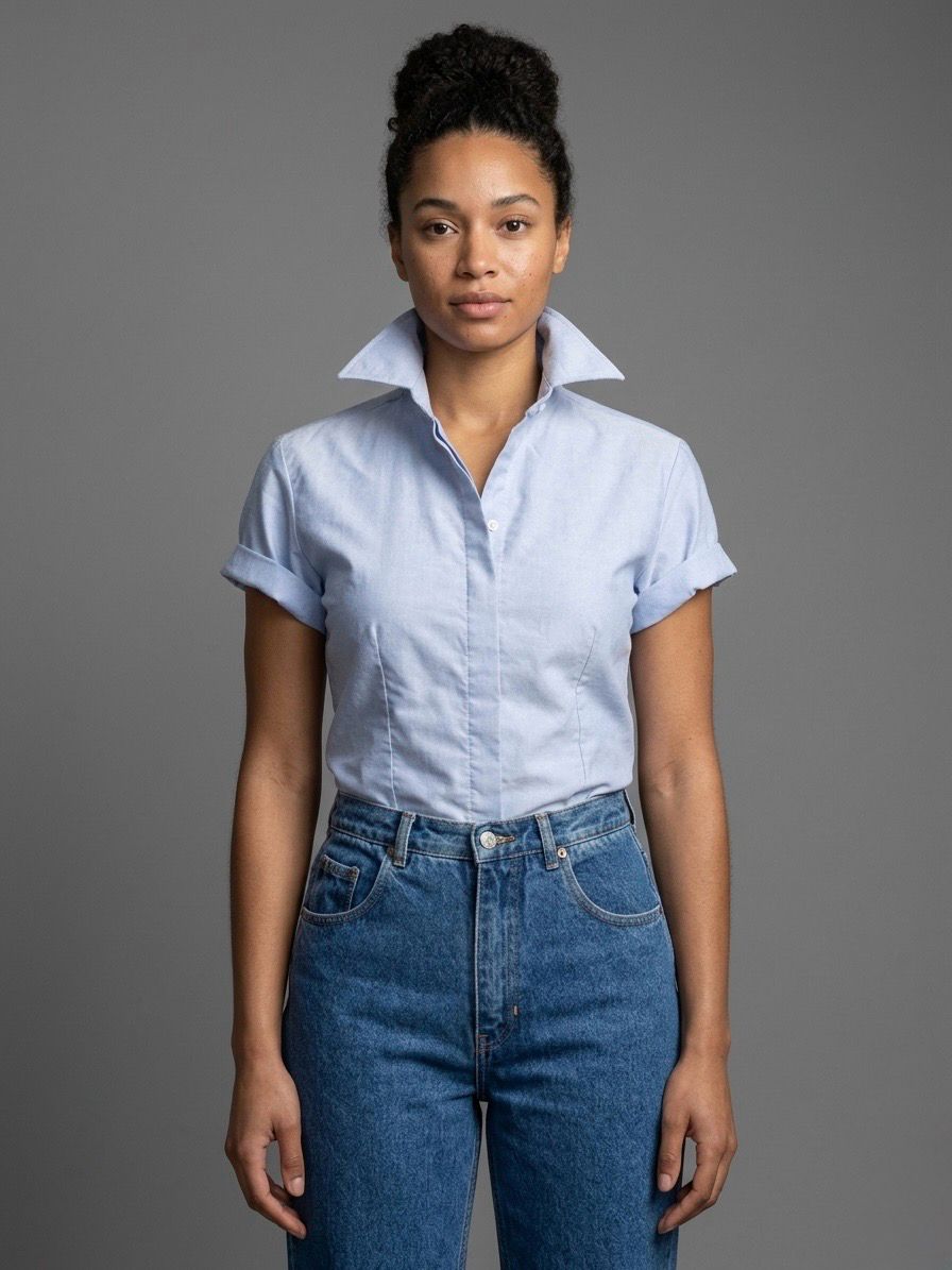Blusa con tapa botón Oxford