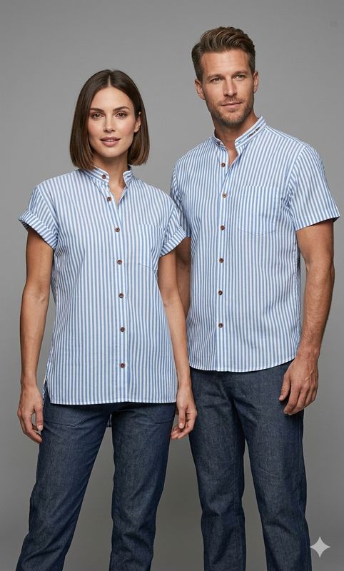Camisa Manga Corta en Rayas Unisex (bajo pedido)