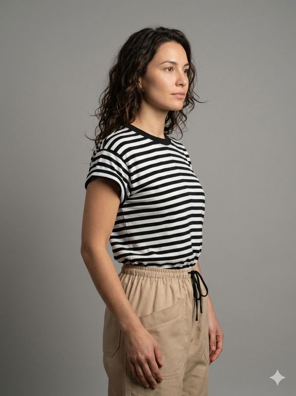 Franela Rayas Blanco y Negro