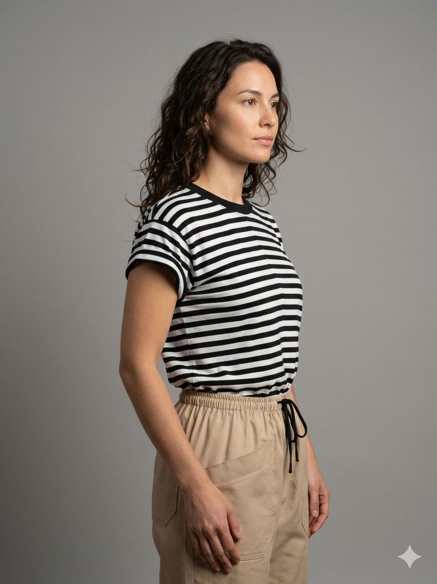 Franela Rayas Blanco y Negro