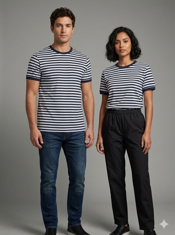 Franela Rayas Azul y Blanco