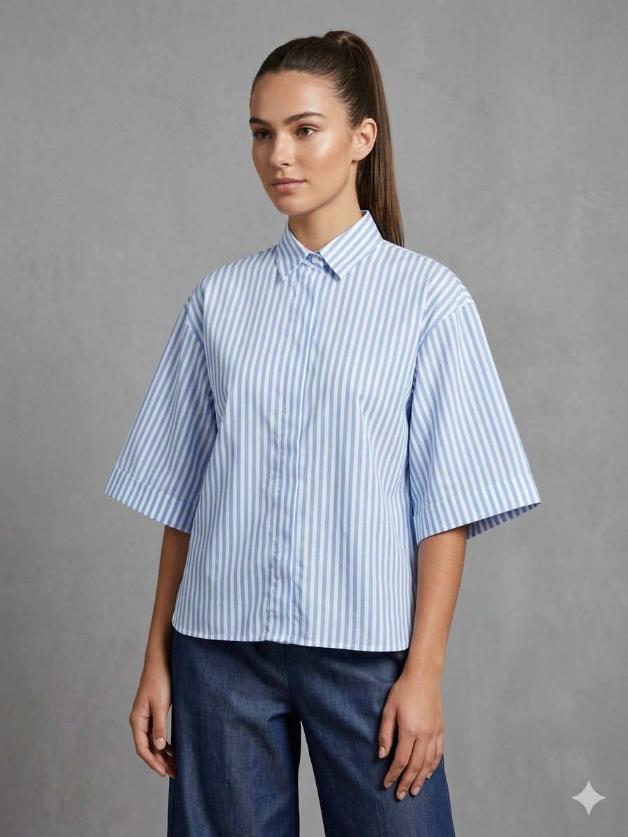 Camisa Crop oversized Rayas