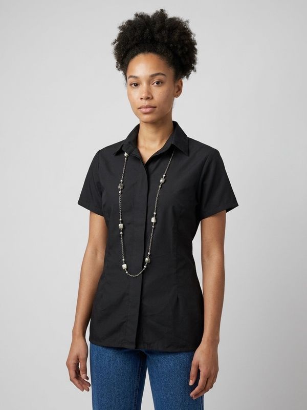 Blusa con tapa botón unicolor