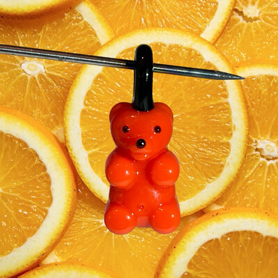 Orange Crayon Gummy Bear Pendant With A Galaxy Loop Made By @EricDuyette