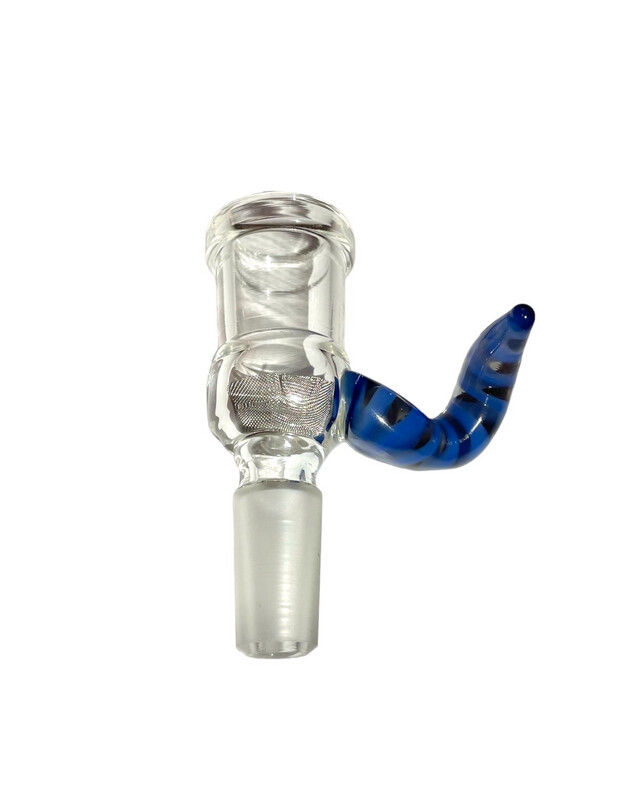 18mm Injector Bowl With A Swirled Blue And Gray Horn + A 14mm Male Joint