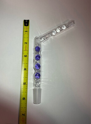 14mm Male Joint Giraffe Stem With Purple Lollipop Cooling Marbles And Cooling Spikes