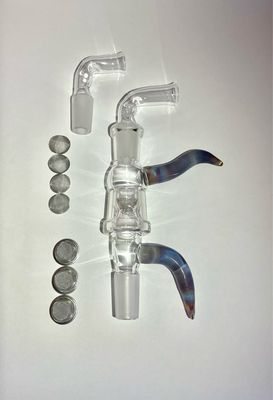 Submarine V2 Butane Device Set With Agate Handles, Two 14mm Intakes With Heat Diffusion Quartz Marbles, A 14mm Male Joint WPA, 5 Unrimmed Basket Screens, And 3 Rimmed Basket Screens